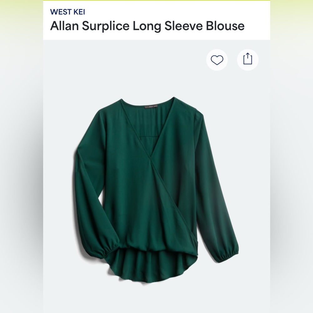 West Kei Green 3/4 Sleeve Wrap Blouse